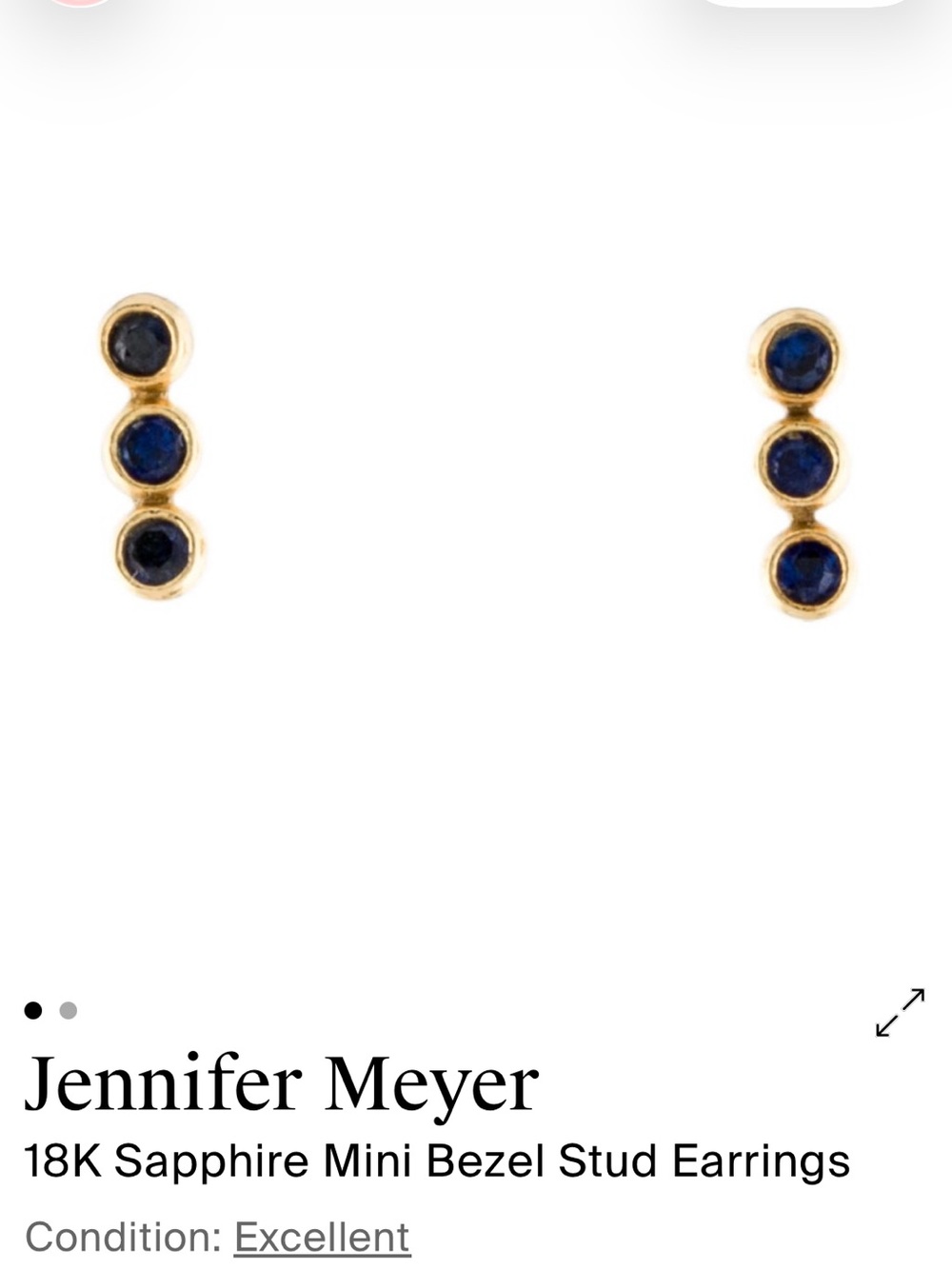 Jennifer Meyer 18K Gold Triple Blue Sapphire Linear Stud Earrings